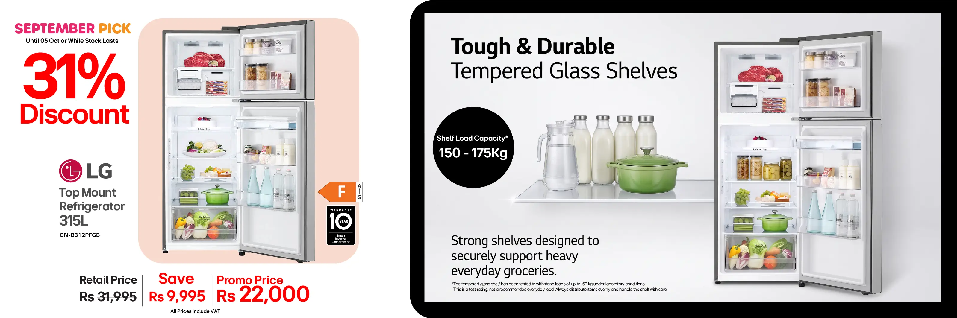 LG Top Mount Refrigerator 315L Net Capacity GN-B312PFGB